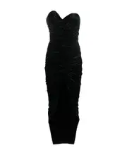 A heart-shaped collar forked dress FR36 Black