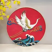 Generic DIY Filigree Cloisonne Enamel Paint by Numbers Kit,Red Bird,Pre-Drawn Painting for Adults Beginners and Kids,8"" Diameter Canva, Folk Art, NUMCraneatNightY8-RedCrane1