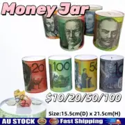 AU Money Jar Piggy Bank Coin 10 20 50 100 Dollar Notes Australian Design Box Toy