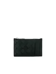 Bottega Veneta Zipped Intrecciato Leather Card Case in Black with Silver Hardware