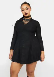 [Punk Rave] Plus Punk Mystery Long Sleeve Dress
