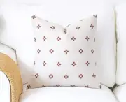 18 X 18 BOHO GEOMETRIC LINEN PILLOW COVER White, Brown #A6