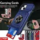 For iPhone 16 15 14 13 Pro Max Plus Case Card Holder Ring Stand Shockproof Cover