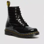 Doc Martens 1460 Black Croc Embossed Patent Leather Boots US Size 7