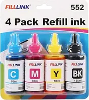 FILLINK Sublimation Ink for EPSON ET-8500 ET-8550 Refill Bottles Wide-Format Supertank Printers Heat Press Transfer on T-Shirt Tumblers (135ml BK, 70ml C M Y) High Capacity
