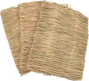 ROMISBABA 3pcs Rabbit Grass Chewing Mat Woven Straw Mat for Pets Safe Bunny Bedding for Hamsters Chinchillas Birds Area Foot Protection