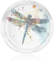Glass Ashtray for Cigarettes Portable Decorative Modern Cigarette Ash Tray Watercolour Dragonfly Round Cigar Ashtrays Holder Cute Cool Tabletop Ashtray for Office Home Indoor Outdoor