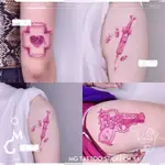 F&X 紋身貼日系少女可愛粉色浪漫俏皮愛心OK繃 手槍組合紋身貼紙Y2K