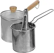 Vaguelly 1Set Stainless Steel Deep Fryer Pot with Fry Basket and Food Tong Food Grade Frying Pan for Frying Cooking Breakfast and Barbecues Convenient Kitchen Cookware