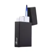 Broad Matte Black Jet Lighter Metal Flip Top Windproof Fluid Refillable