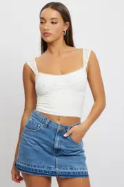 White Lace Top Sleeveless - Size 14L, Women's Tank