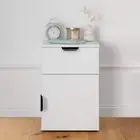 NNEDSZ PORTO BEDSIDE TABLE - WHITE - SLIM - PULL BLACK