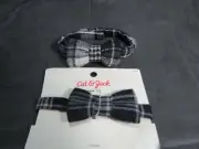 NEW/USED CAT & JACK BLACK/WHITE FLANNEL/PLAID INFANT ADJUSTABLE BOW TIE $7.99