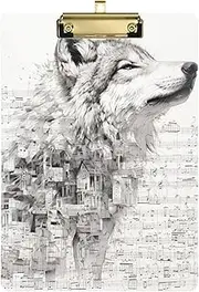 Surrealist Style Wolf Music Score Silver Large clipboard Hard Board for Volleyball Baseball Coaches Tablas para escribir Size 9 x 12