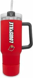 Campus Colors College & University 40 oz Travel Tumbler With Handle - Dual Option Lid With Straw - Vacuum Insulated Stainless Steel (Louisville Cardinals - Red)