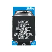 Alcohol Monday Tuesday Wednesday Drunken Blur - Funny Novelty Stubby Holder With Base