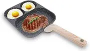Egg Pan, Egg Frying Pan, Nonstick Fried Egg Pan, Divided Stove Top Grill Pan, 3 Section Breakfast Pan with Divider, Pancake Pan and Egg Cooker for Steak Omelette (Double Bottom)
