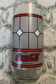 Vintage Enjoy Coca Cola Glass Cup Red Frosted Stained Style 6" Tall Tumbler Coke