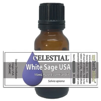 CELESTIAL ® WHITE SAGE USA ORGANIC ESSENTIAL OIL ~ CLEARING SMUDGING BANISHING
