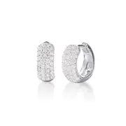 Bevilles Dome Hoop Earrings with Cubic Zirconia in Sterling Silver