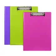 3PK Marbig PP Summer Colour A4 Document Clipfolder Office Paper/File Holder Asst