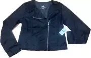 Justice for Girls Black with Flowers Zipper Jacket~Size 12/14~NWT~Back to School