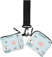 [Amooorous] Blue Whale Women's Coin Wallet Card Holder Mini Fashion Change Purse Wallet with Wristlet Strap for Daily Use 2 Pcs, Blue whale, 1 size, Casual