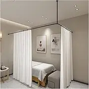 Divider Privacy Curtains, U-Shaped Support Rod Wall Partition, Beauty Salon Mall Salon Lounge Partition Curtain, Rail Separator Screen(Black Rod)