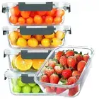 30 oz 5 Pack Glass Meal Prep Containers, Glass Storage Containers with Lids - Di