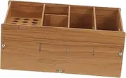 Baluue Hairdressing Tool Storage Box Hairdryer Razor Clipper Hairdressing Scissors Holder Make Trimmer Hair Comb Barber Comb Desktop Stand Barber Shears Haircut Comb Storage Case Wooden