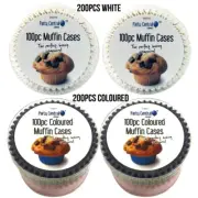MUFFIN CASES - MEDIUM 400PCSCAFE STYLE WHITE & COLOURED TULIP LINERS PAPER