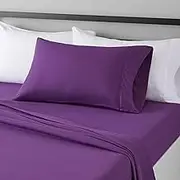 Amazon Basics Lightweight Super Soft Easy Care Microfiber Bed Sheet Set with 36-cm Deep Pockets - Single, Plum