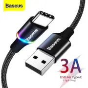 Baseus LED USB Type C Cable for Xiaomi 13 Redmi Realme POCO Fast Charging Wire