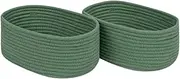 CubesLand Cube Shelf Closet Storage Baskets Bins Set 2,Woven Basket for Organizing/Storage,Long-lasting &Skin-friendly Toy Storage Basket Bin,Stylish Room Decor Basket,Cotton Rope Basket Green