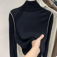 在飛比找ETMall東森購物網優惠-韓國高領內搭黑色針織打底衫毛衣