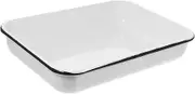 DINHEAROM Food Baking Pan Multifunctional Enamel Baking Tray for Kitchen Restaurant Non Stick Heat Resistant Storage Tray for Bread Pancakes with Random