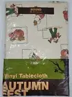 Vintage Kmart Autum Fest Vinyl Tablecloth Round 60 In. Scarecrows & Pumpkins