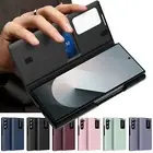 For Samsung Galaxy Z Fold 6 5 4 3 Flip Card Slots Slim Phone Case W/Smart Window