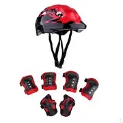 7pcs 8-62cm Helmet with Knee Elbow & Wrist Pads Set for Skateboard, Bicycle, Inline / Roller Skating red