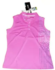NEW Adidas ClimaCool UPF 15+ COOLMAX Womens GOLF Active Sleeveless POLO PINK DOT
