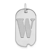 14k White Goldw Polished Letter W Initial Dog Tag Pendant