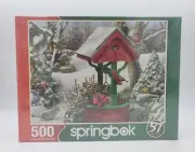 Springbok Puzzle Christmas Wishing Well 500 Pieces Winters Wish Birds Snow