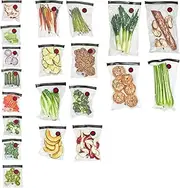 ZWILLING Fresh & Save Set 20-pc Vacuum Sealer Bags for Food, Reusable Sous Vide Bags, Reusable Food Storage Bags for Meal Prep, Reusable Snack Bags, Dishwasher Safe, Assorted, Clear