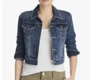 Current/Elliott The Baby Trucker Cropped Denim Jacket Blue Size 2 NEW WITH TAGS