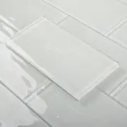 Glass Subway Tiles, 3 x 6 Inch, White Glass Tiles for Backsplash, Bathroom Sh...