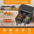 2Pcs Air Fryer Rack with 4 Barbecue Sticks for Double Basket Air Fryers haTUm
