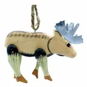 Elk 3D Christmas Tree Ornament - Hand Carved Wildlife Nature Wood Figure Animal
