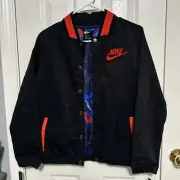 Nike Boys Sz L Sportswear Snap Front HoopFly Jacket Black Red