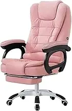 KJLY Office Chair Game Chairs Boss Chair Managerial Executive Chairs Ergonomic Chair Computer Chair Leather, Fixed Armrest Swivel Chair Recliner Chair (Color : Pink)