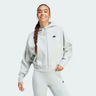 【adidas】ZNE Full-Zip 女款外套 灰 黑 連帽 寬版 吸汗 拉鍊口袋 愛迪達 IN5134-A/L